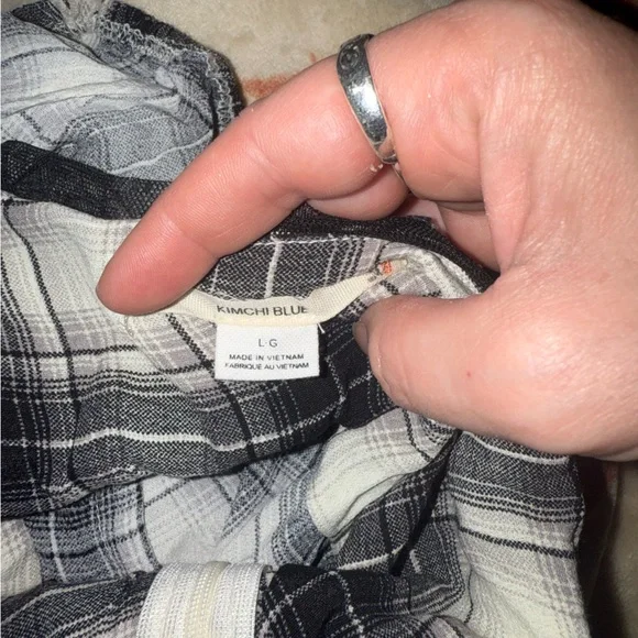 Kimchi Blue Black and White Plaid Top - Picture 3 of 4